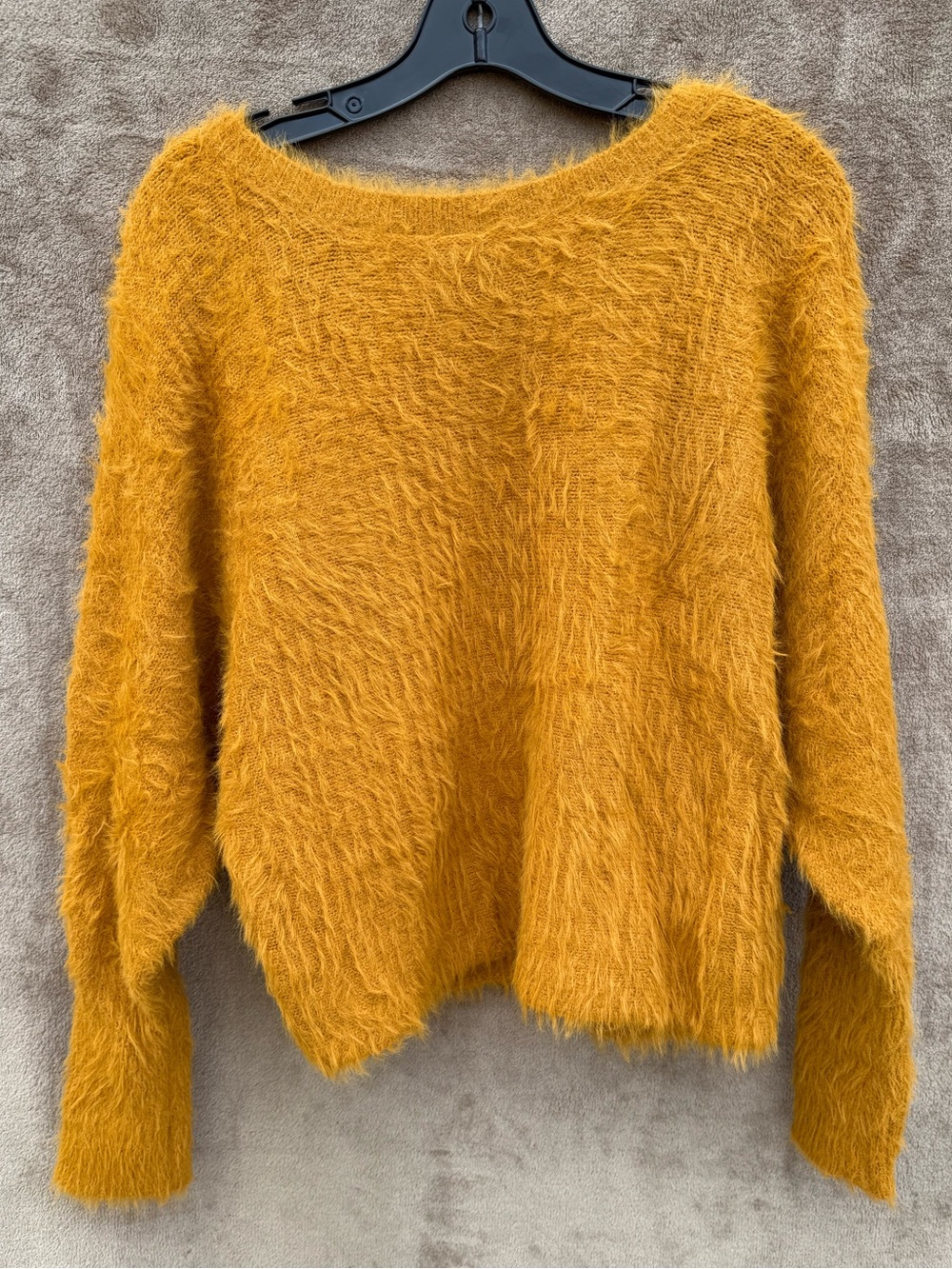 if it were me Fuzzy Mustard Crewneck Sweater